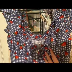 urban strawberry gingham midi dress (rare!!)